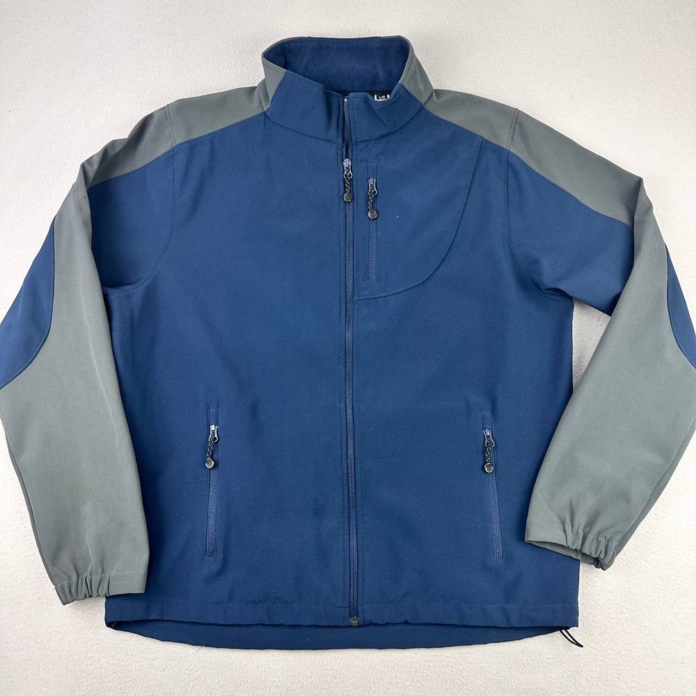Black Diamond Softshell Jacket Mens Large Blue Grey Full Zip Fleece Lined Coat